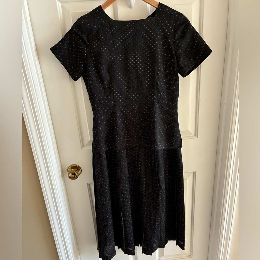 Talbots Elegant Black Polka Dot Dress, size 2, Fully Lined